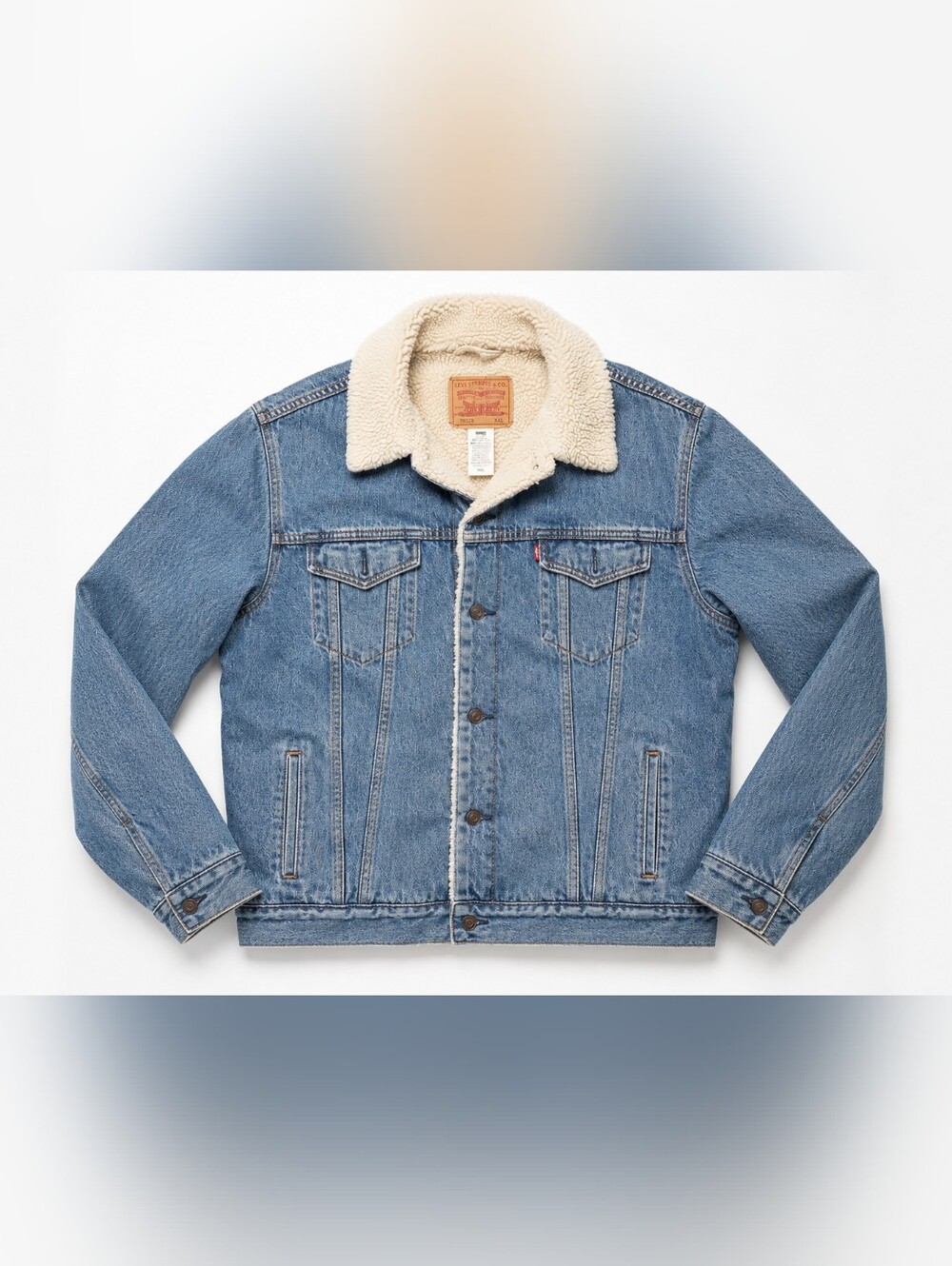 Levi's Denim Trucker Jacket with Cream Sherpa Collar XXL